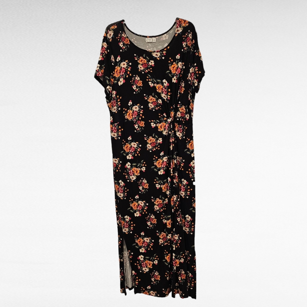 24/7 Maurices Faux Wrap Floral Long Dress Size XXL